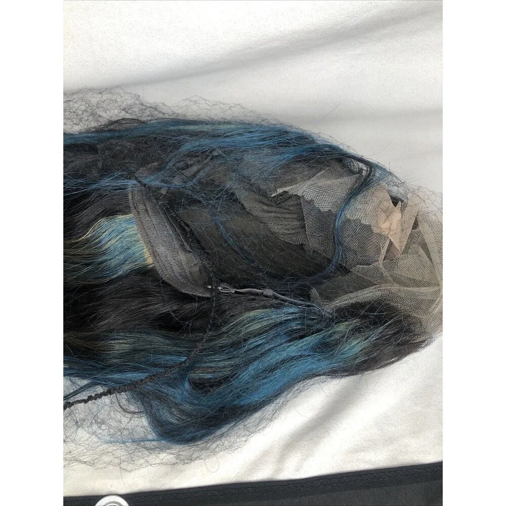 32” Long Gradient Curly Synthetic Wig Wavy Cosplay Wig Blue NEW - Picture 6 of 13